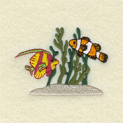 Fish And Seaweed Accent Machine Embroidery Design