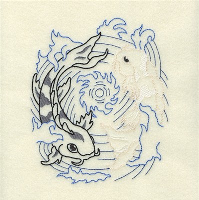 Circular Koi Machine Embroidery Design