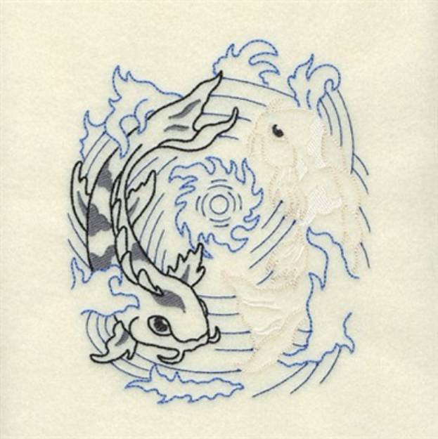 Picture of Circular Koi Machine Embroidery Design