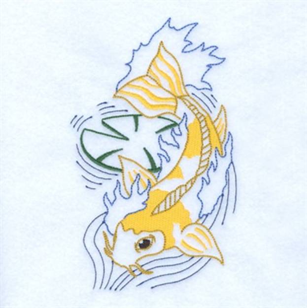 Picture of Koi With Lily Pad Machine Embroidery Design