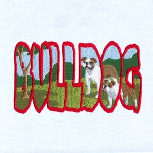 Picture of Bulldog Scene Machine Embroidery Design