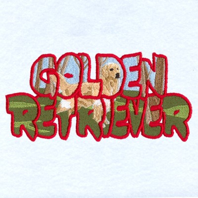 Golden Retriever Scene Machine Embroidery Design