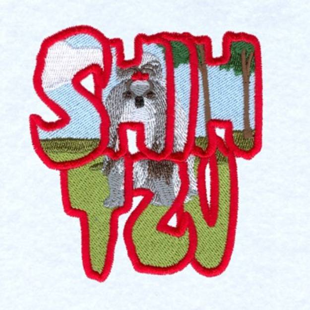 Picture of Shih Tzu Scene Machine Embroidery Design