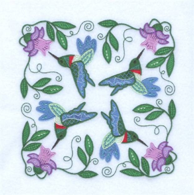 Picture of Jacobean Hummingbirds Machine Embroidery Design