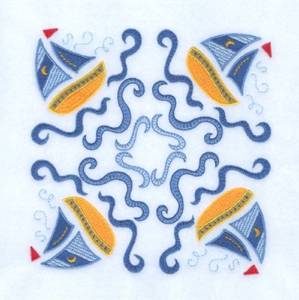 Picture of Jacobean Sailboats Machine Embroidery Design