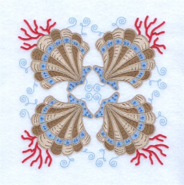 Picture of Jacobean Seashells Machine Embroidery Design