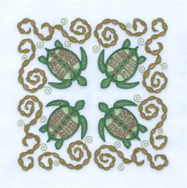 Picture of Jacobean Sea Turtles Machine Embroidery Design