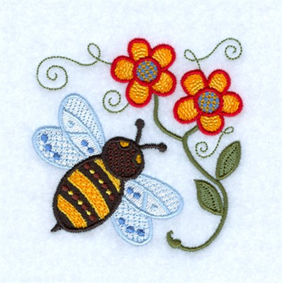 Jacobean Bumble Bee Machine Embroidery Design
