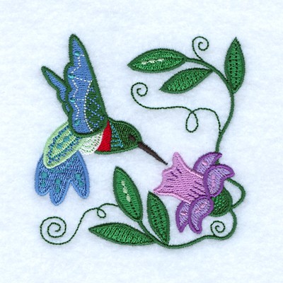 Jacobean Hummingbird Machine Embroidery Design