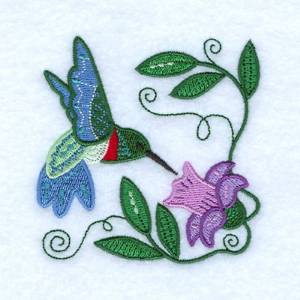 Picture of Jacobean Hummingbird Machine Embroidery Design