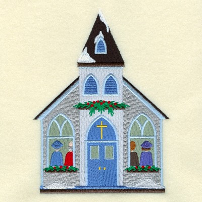 Christmas Village Church Machine Embroidery Design