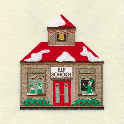Christmas Village School Machine Embroidery Design