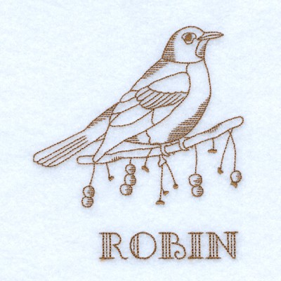 Robin Outline Machine Embroidery Design