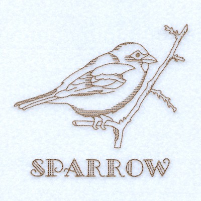 Sparrow Outline Machine Embroidery Design