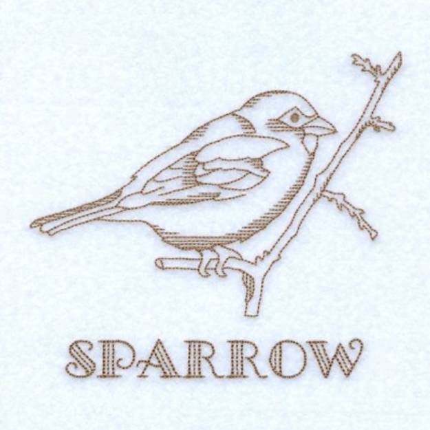 Picture of Sparrow Outline Machine Embroidery Design