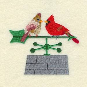 Picture of Roof Cardinal Pair Machine Embroidery Design
