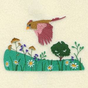 Picture of Soaring Female Cardinal Machine Embroidery Design