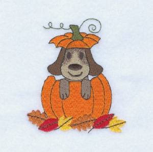 Picture of Dog In Pumpkin Machine Embroidery Design