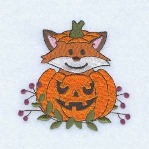 Picture of Fox In Pumpkin Machine Embroidery Design