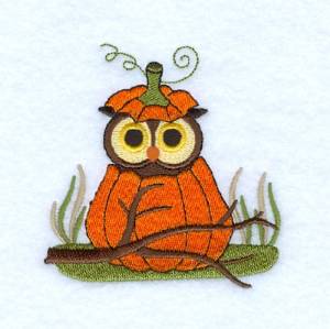 Picture of Owl In Pumpkin Machine Embroidery Design