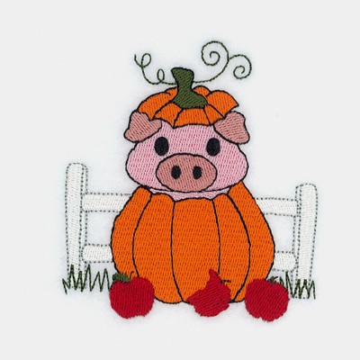 Pig In Pumpkin Machine Embroidery Design
