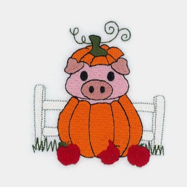 Picture of Pig In Pumpkin Machine Embroidery Design