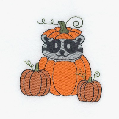 Raccoon In Pumpkin Machine Embroidery Design