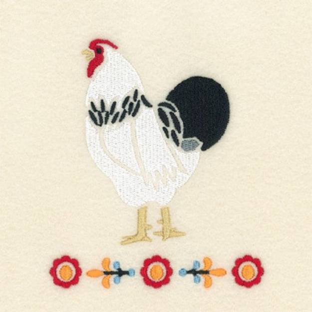 Picture of Rooster Stencil 1 Machine Embroidery Design