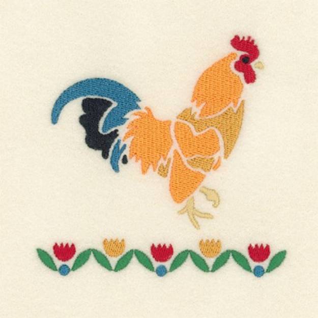 Picture of Rooster Stencil 6 Machine Embroidery Design