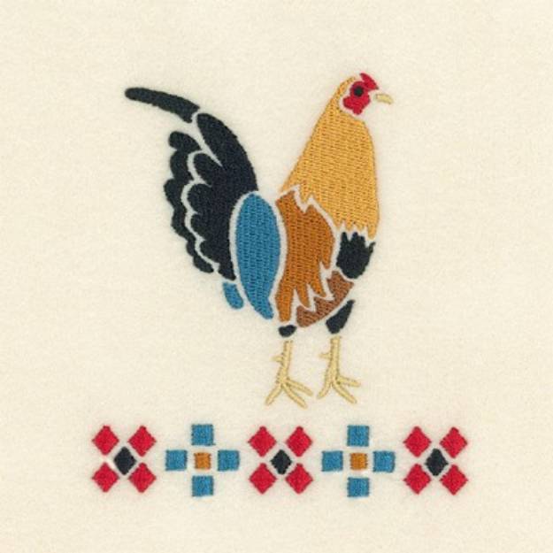 Picture of Rooster Stencil 8 Machine Embroidery Design