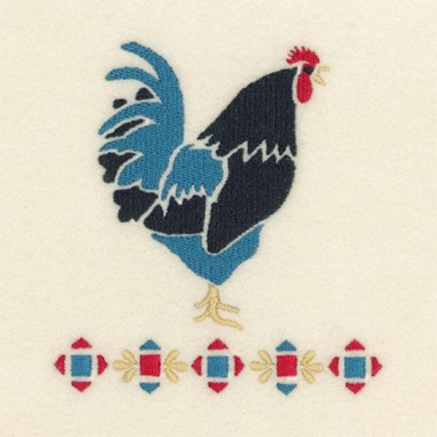 Picture of Rooster Stencil 10 Machine Embroidery Design