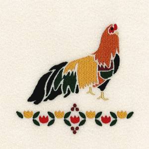 Picture of Rooster Stencil 11 Machine Embroidery Design