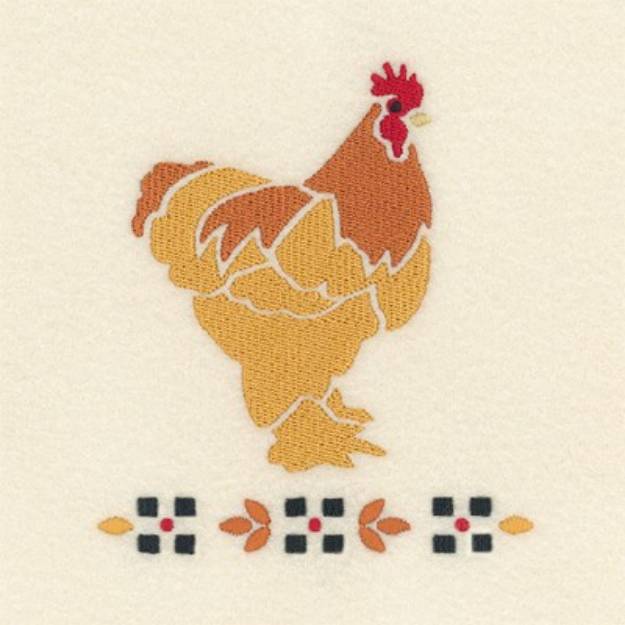 Picture of Rooster Stencil 12 Machine Embroidery Design
