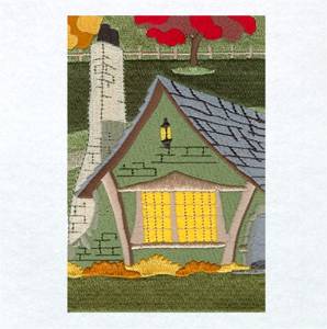 Picture of Fall Cabin Panel 5 Machine Embroidery Design