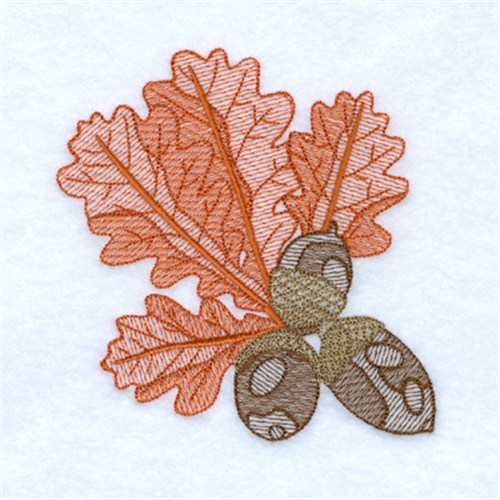Fall Acorn Toile Machine Embroidery Design