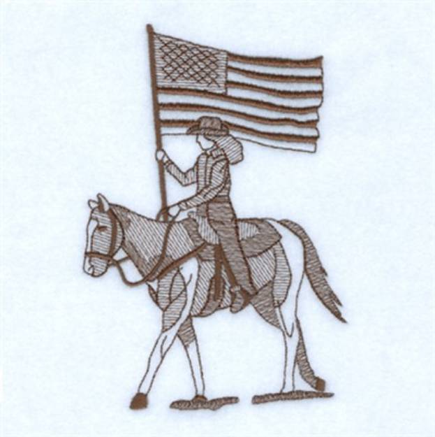 Picture of Rodeo American Flag Rider Machine Embroidery Design