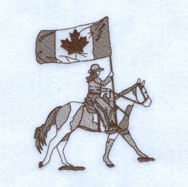 Picture of Rodeo Canadian Flag Rider Machine Embroidery Design