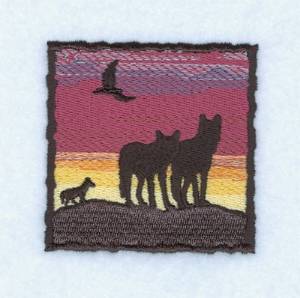 Picture of Wolf Sunset Machine Embroidery Design