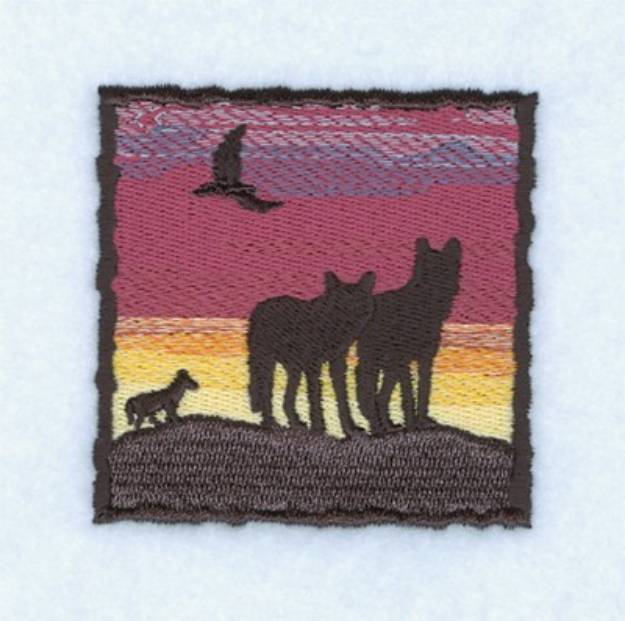 Picture of Wolf Sunset Machine Embroidery Design