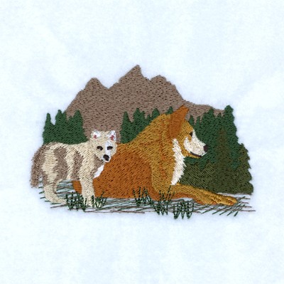 Wolf & Pup Machine Embroidery Design