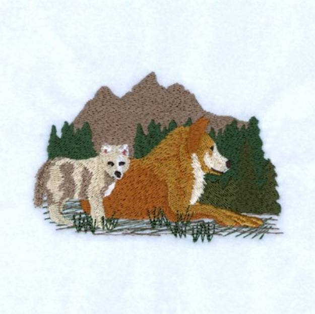 Picture of Wolf & Pup Machine Embroidery Design