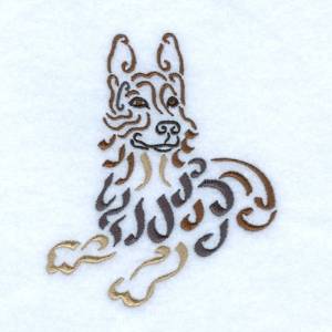 Picture of Swirly German Shepherd Machine Embroidery Design
