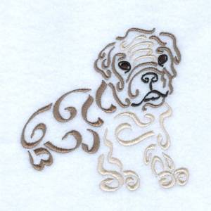 Picture of Swirly Pug Machine Embroidery Design