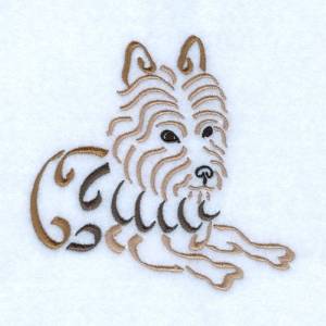 Picture of Swirly Silky Terrier Machine Embroidery Design