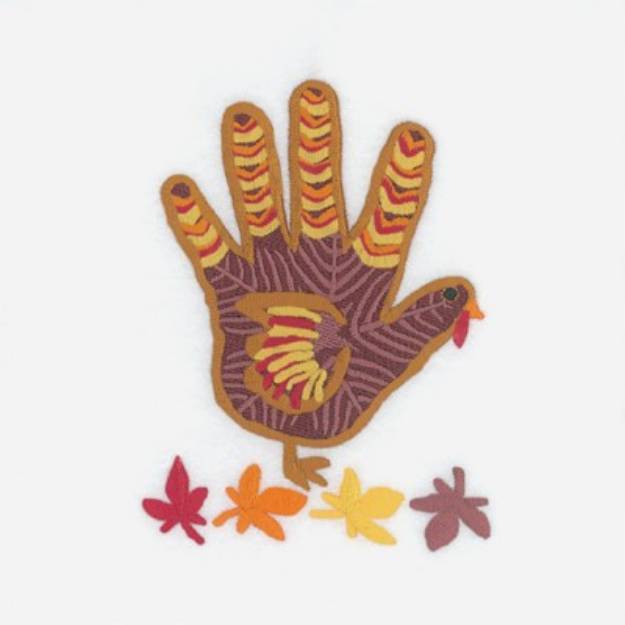 Picture of Thanksgiving Hand Turkey Machine Embroidery Design