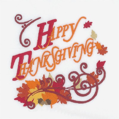 Happy Thanksgiving Leaves Machine Embroidery Design