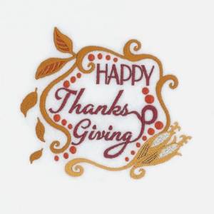 Picture of Happy Thanksgiving Corn Machine Embroidery Design