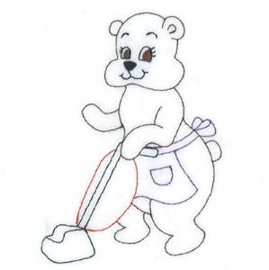 Picture of Bear Vacuuming Machine Embroidery Design
