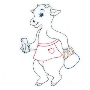 Picture of Cow Running Errands Machine Embroidery Design