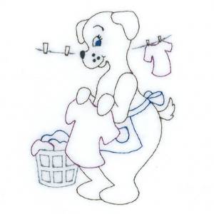 Picture of Dog Hanging Clothes Machine Embroidery Design